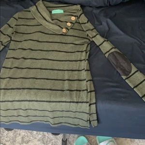 Green and black striped top